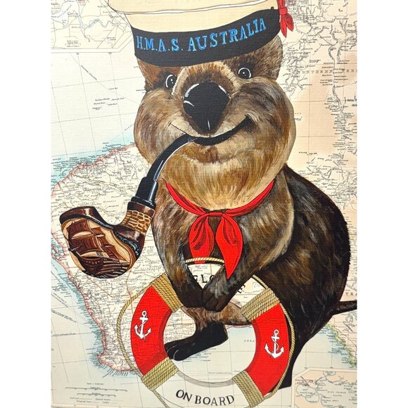 Australian On Board Davey Quokkas Signed Artist Jeff Lavinsky Vintage Atlas Meas - Picture 1 of 8